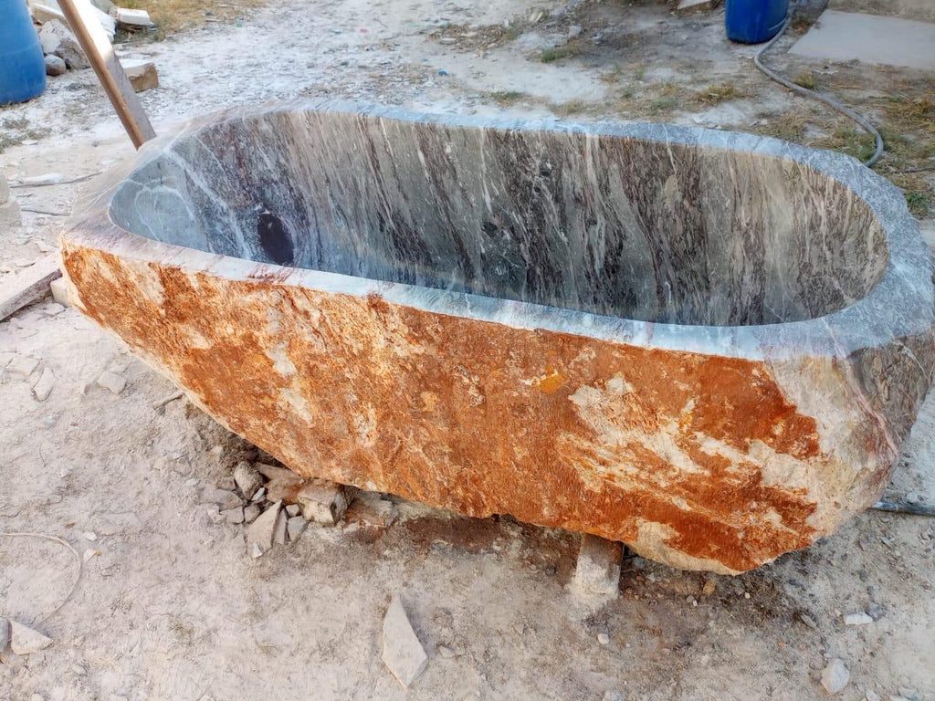 Marble Bathtub Large 6Ft. Hand Carved and Triple Polished by our crew.