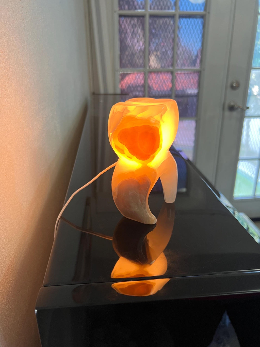 Hand Carved Onyx Tooth Lamp Triple Polished by our crew.