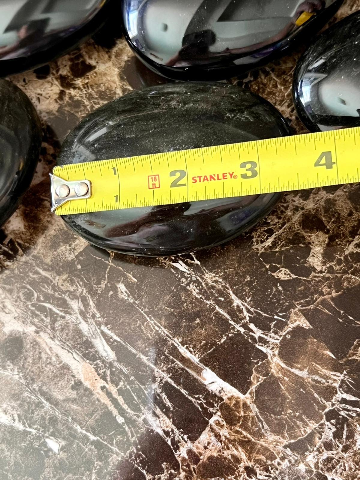 Hand Carved Obsidian Massage Stone Set: Soap Shape, Triple Polished