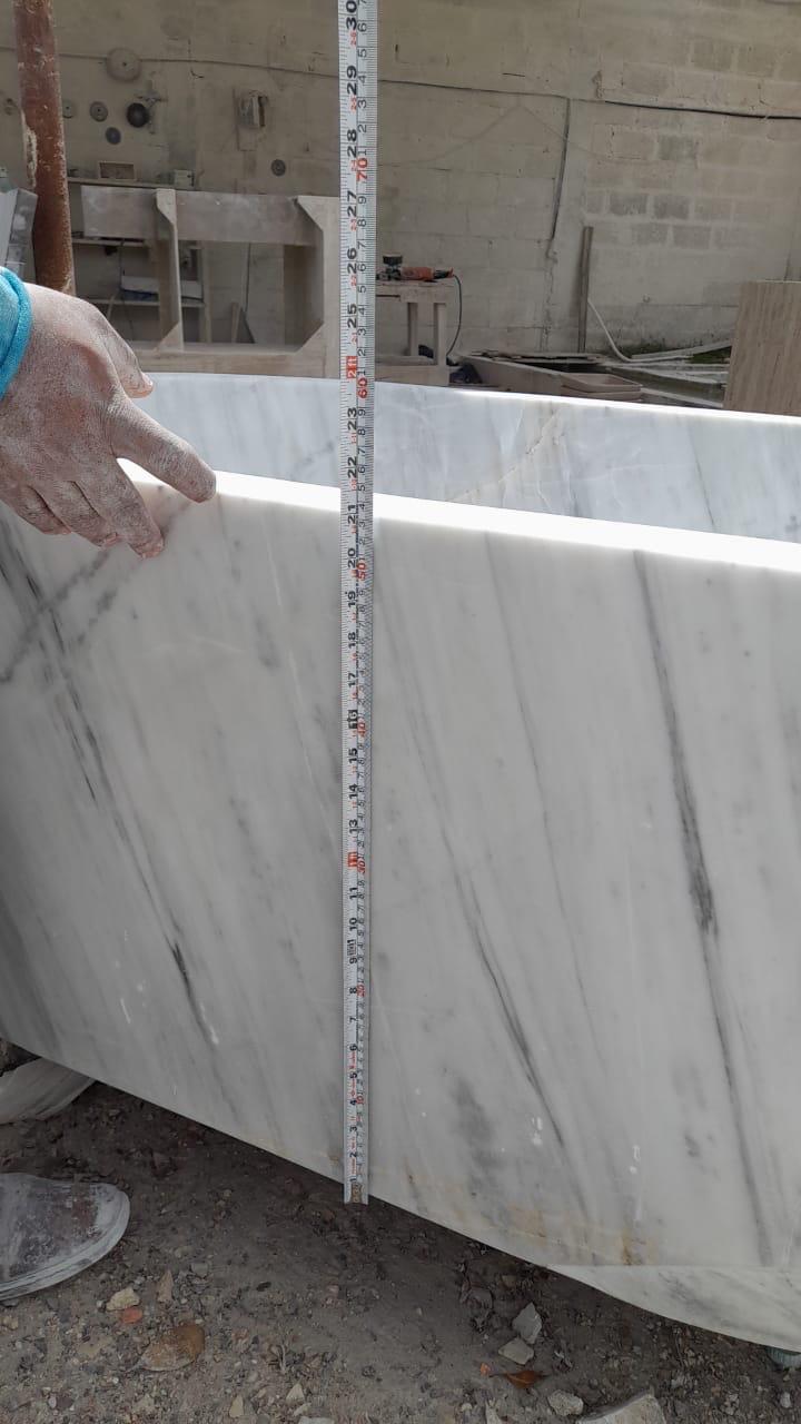 Grey White Marble Bathtub 6Ft…. 1690 lbs. Hand Carved Triple Polished.All natural stone are unique in their colors and patterns .