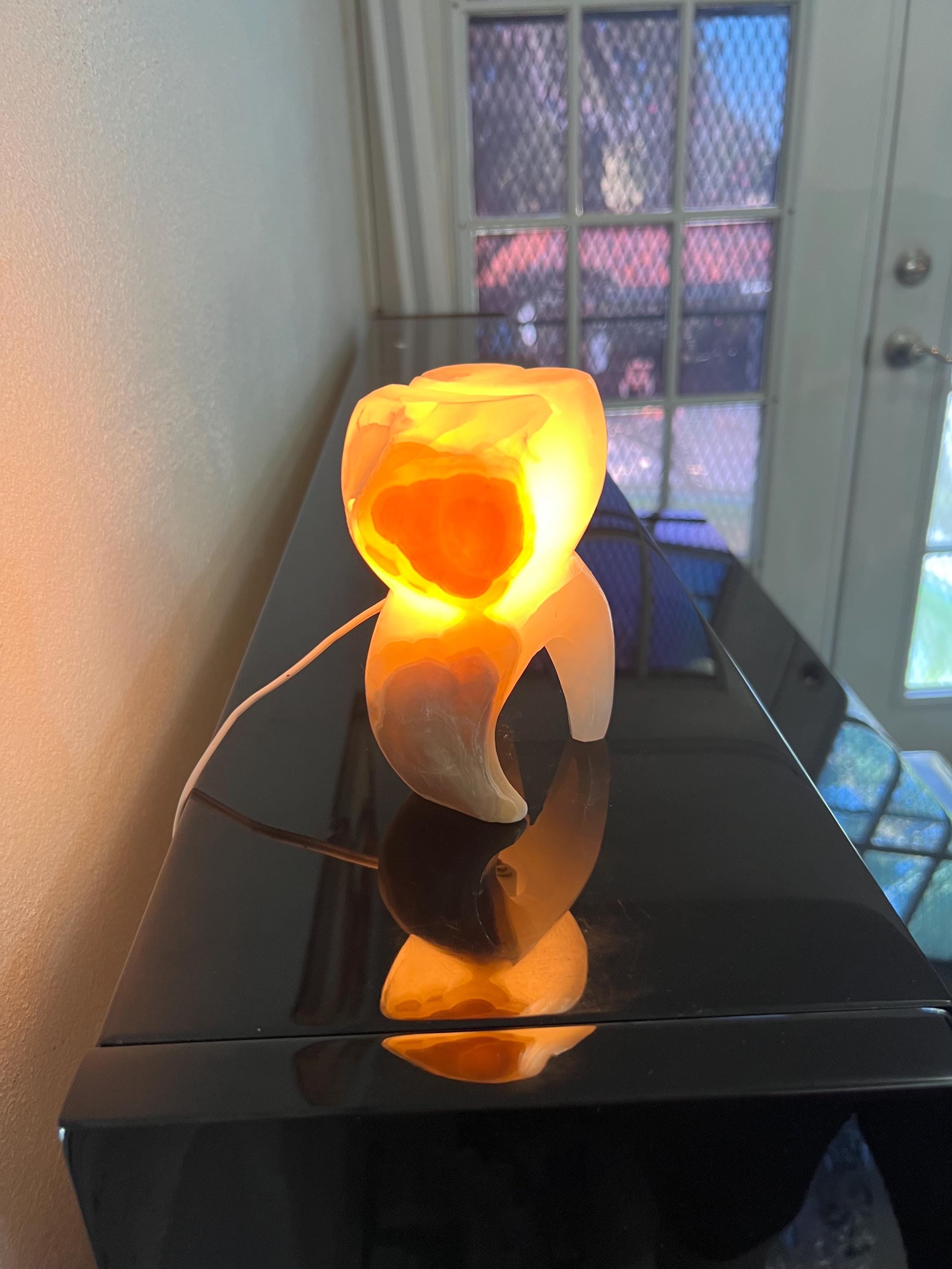 Hand Carved Onyx Tooth Lamp Triple Polished by our crew.