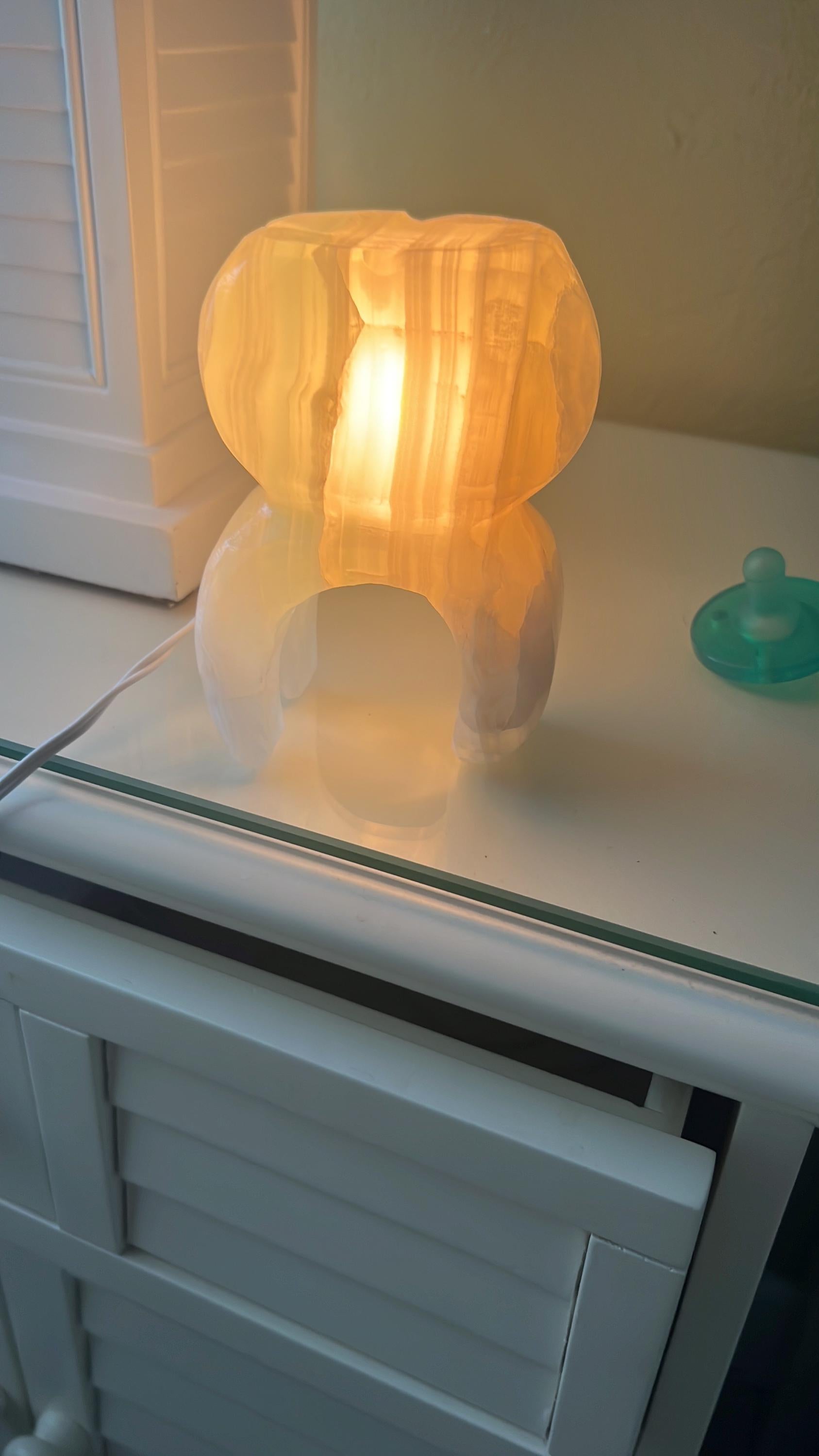 Hand Carved Onyx Tooth Lamp Triple Polished by our crew.