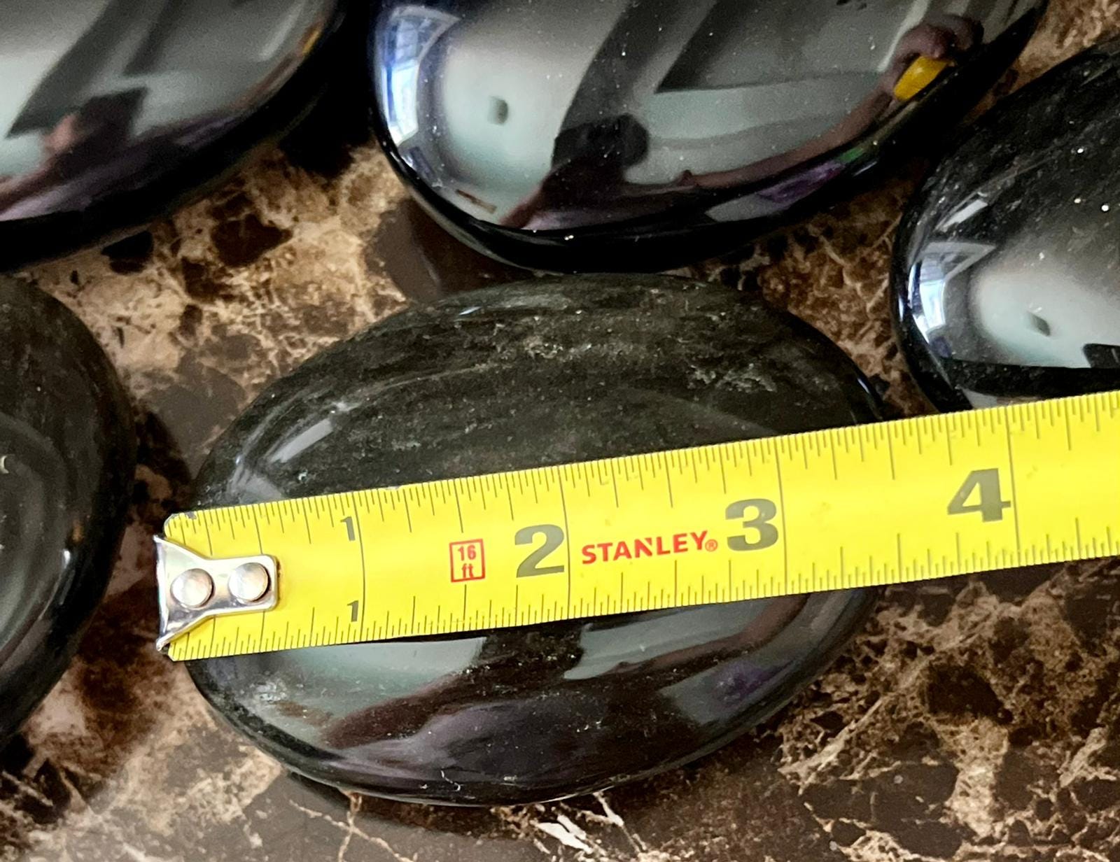 Hand Carved Obsidian Massage Stone Set: Soap Shape, Triple Polished