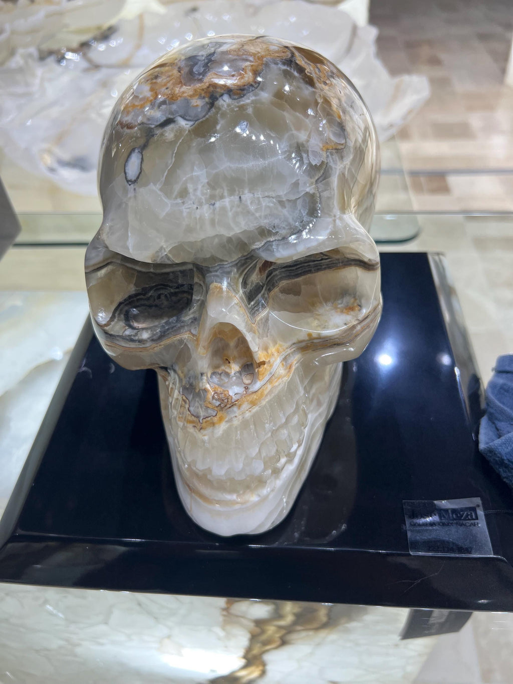 Large Onyx Skull Hand Carved Triple Polished.