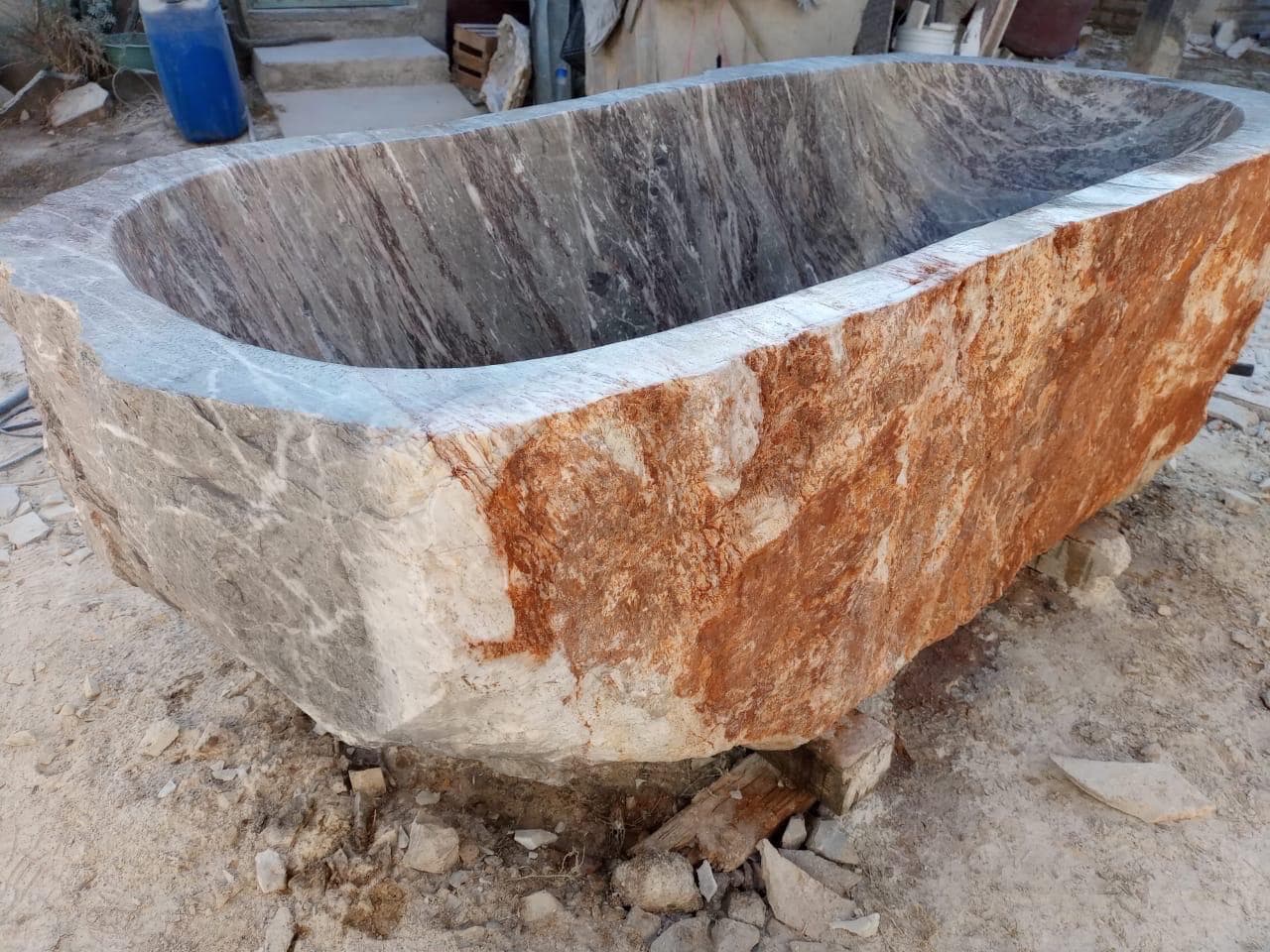 Marble Bathtub Large 6Ft. Hand Carved and Triple Polished by our crew.