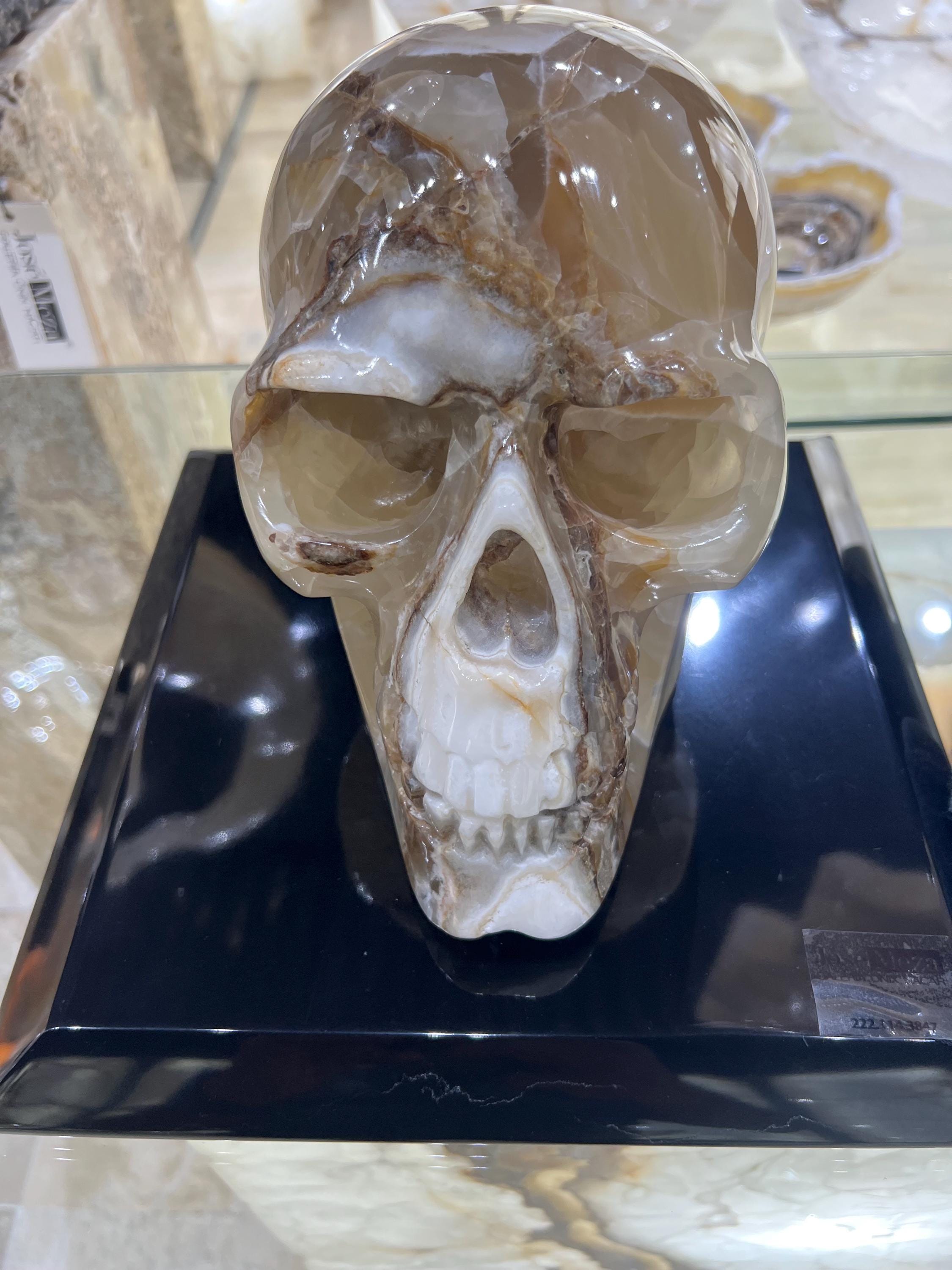 Large Onyx Skull Hand Carved Triple Polished.