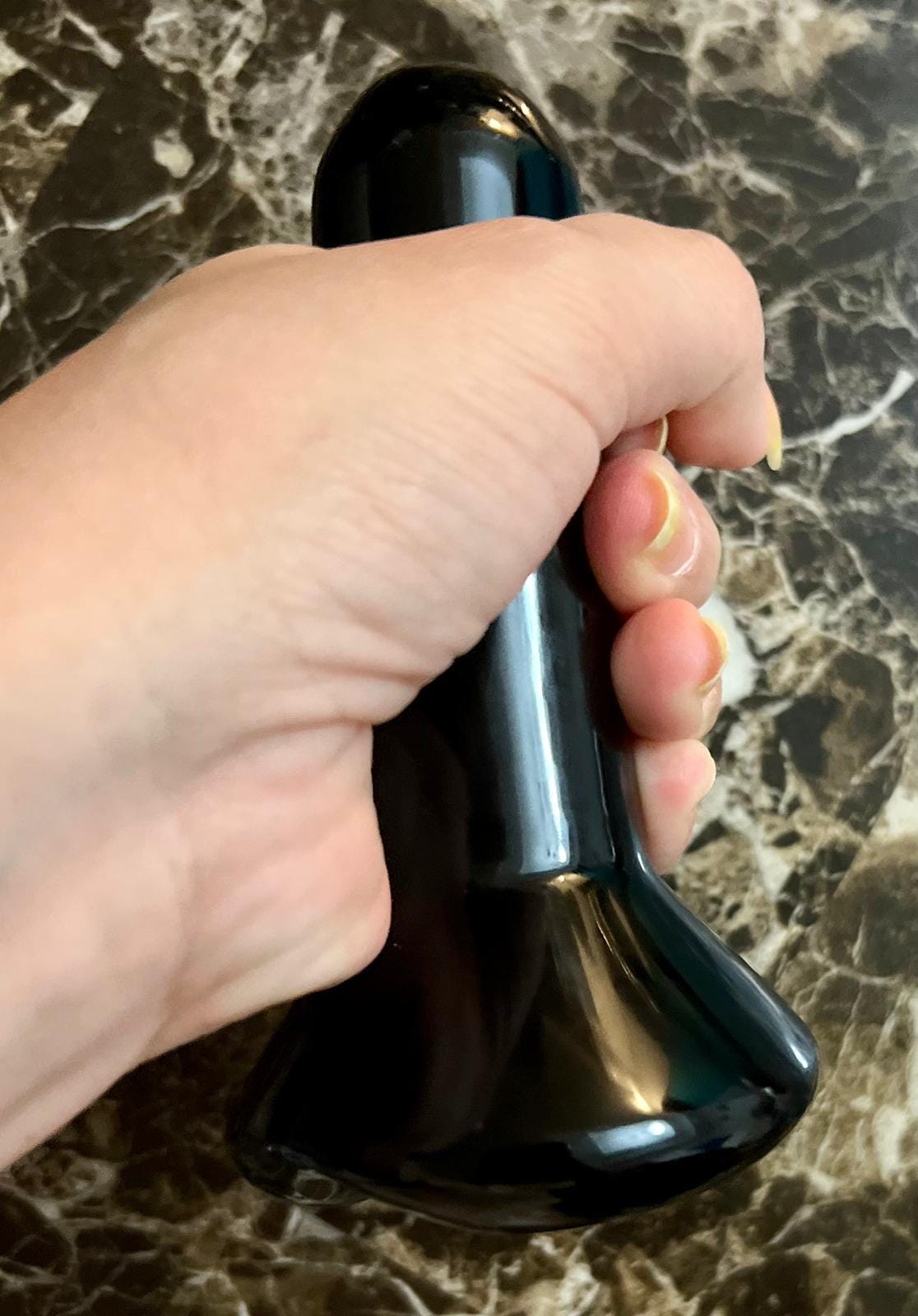 Massage Stone Professional Model Hand Carved and Triple Polished. 100 Percent Natural Obsidian Stone.