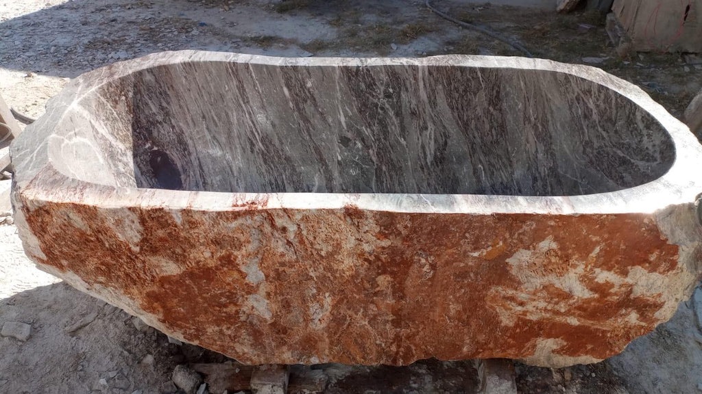 Marble Bathtub Large 6Ft. Hand Carved and Triple Polished by our crew.