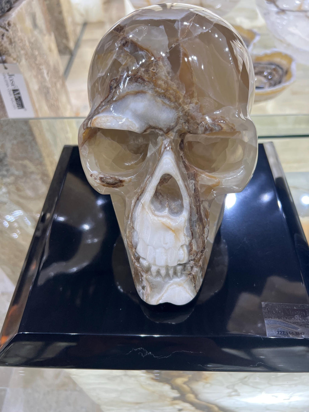 Large Onyx Skull Hand Carved Triple Polished.