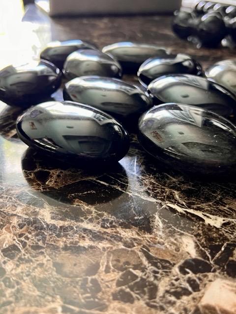 Hand Carved Obsidian Massage Stone Set: Soap Shape, Triple Polished